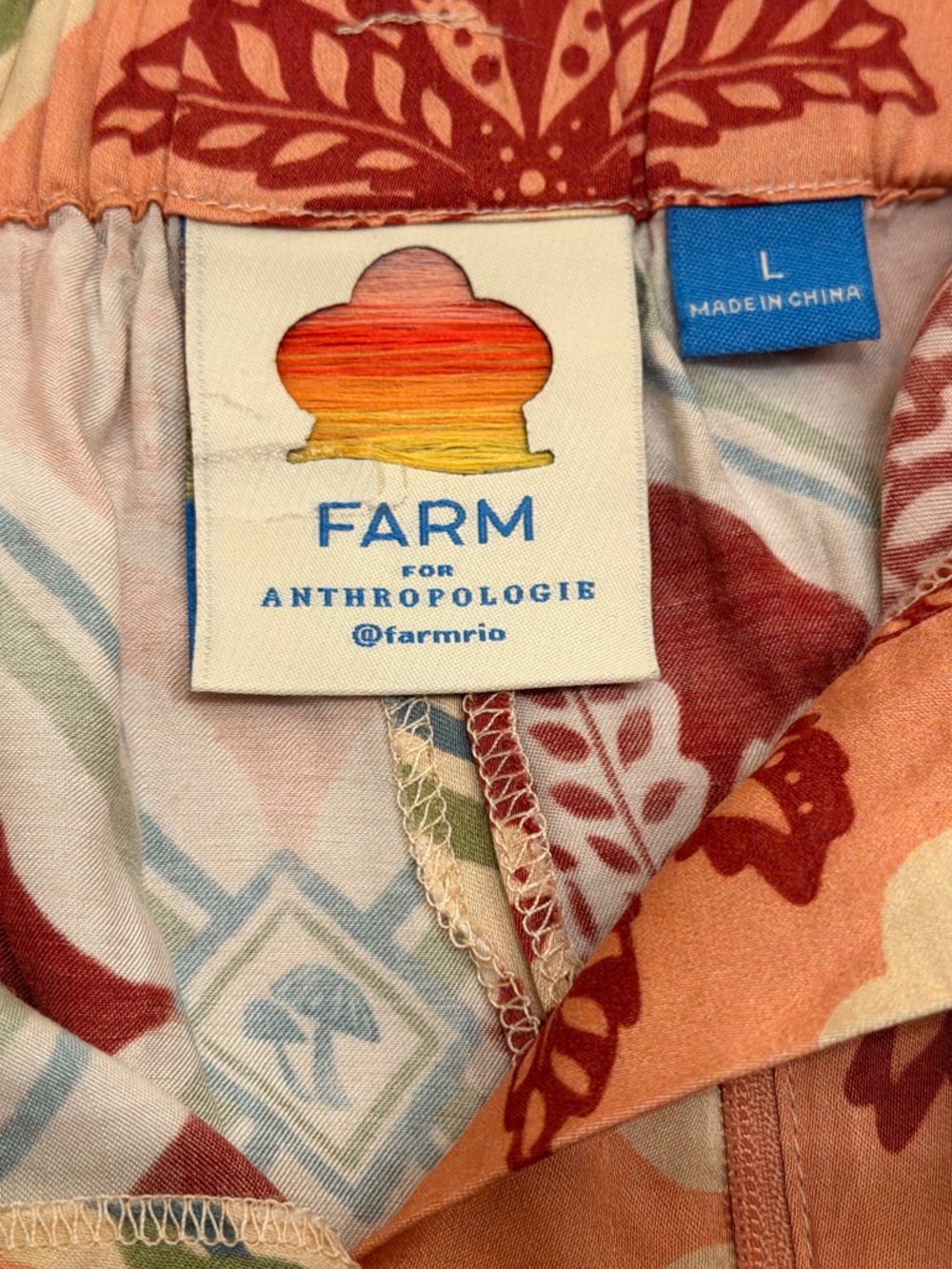 Farm Rio x Anthropologie Pineapple Satin Wide-Leg Pants Women’s L - Picture 12 of 15